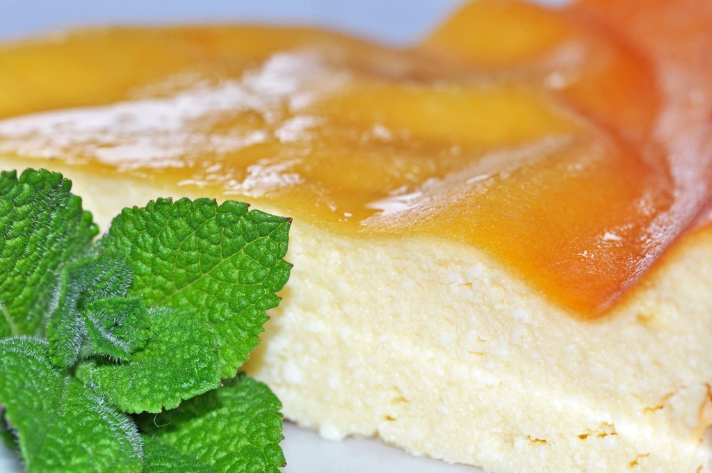 A slice of luscious Fiadone, a traditional Corsican cheesecake.