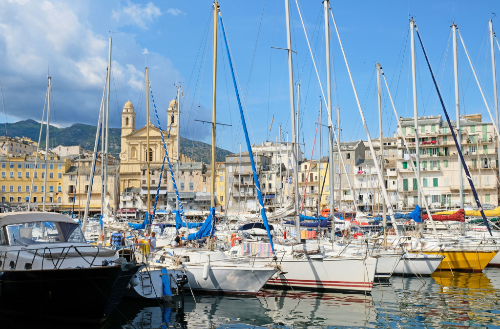 The charming and colorful old port in Bastia, Corsica.