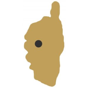 A map of Corsica with a location of the Creno Lake indicated.