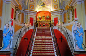 Covered in red velvet beautiful Scala Santa staircase.