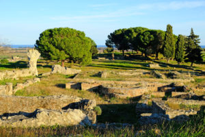 Archaeological site of Aleria where remnants of a Roman town were excavated.