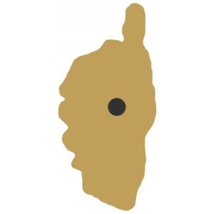 A map of Corsica with a location of the Gustave Eiffel viaduct indicated.