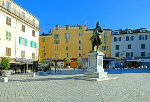 The statue of Pasquale Paoli, a Corsican patriot and the founding father of the independent Corsican Republic.