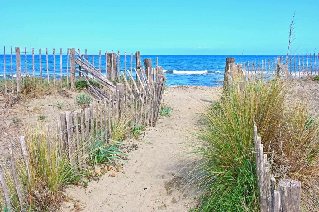 Corsica's eastern coast offers long sandy stretches with gently sloping shores.