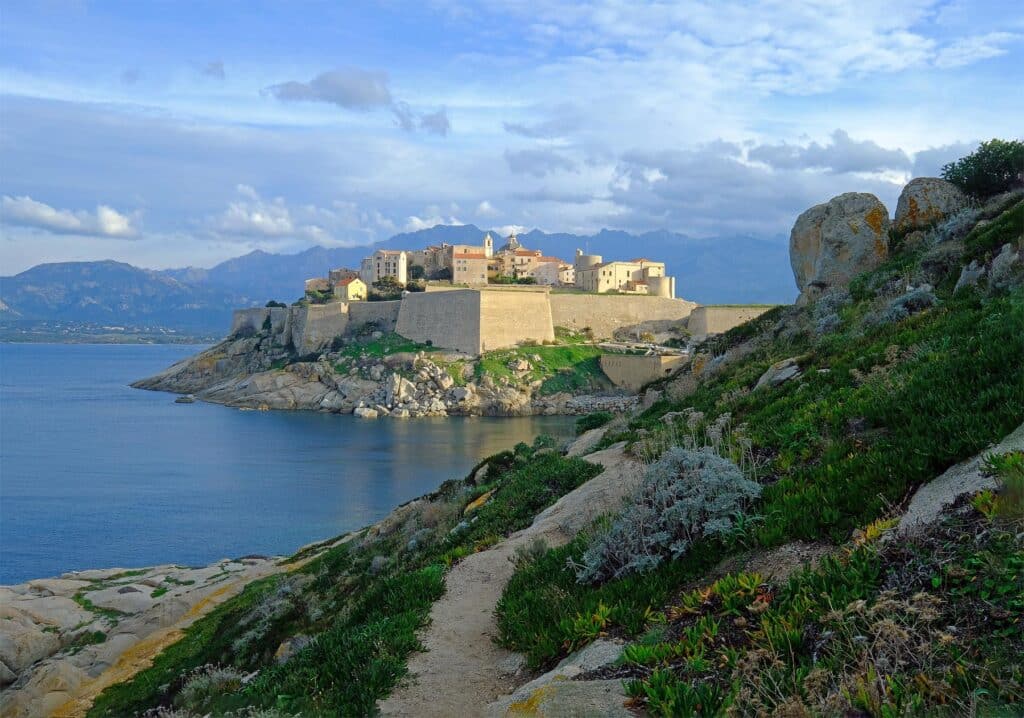 The iconic Citadel of Calvi crowning a rocky headland is one of Corsica's most famous landmarks.