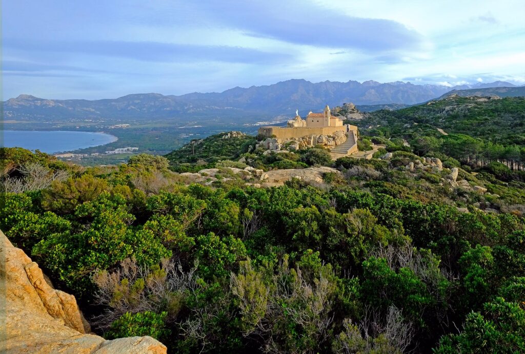 The beautiful site of Notre Dame de la Serra sat high on a hill affords breathtaking views of Calvi and the bay.