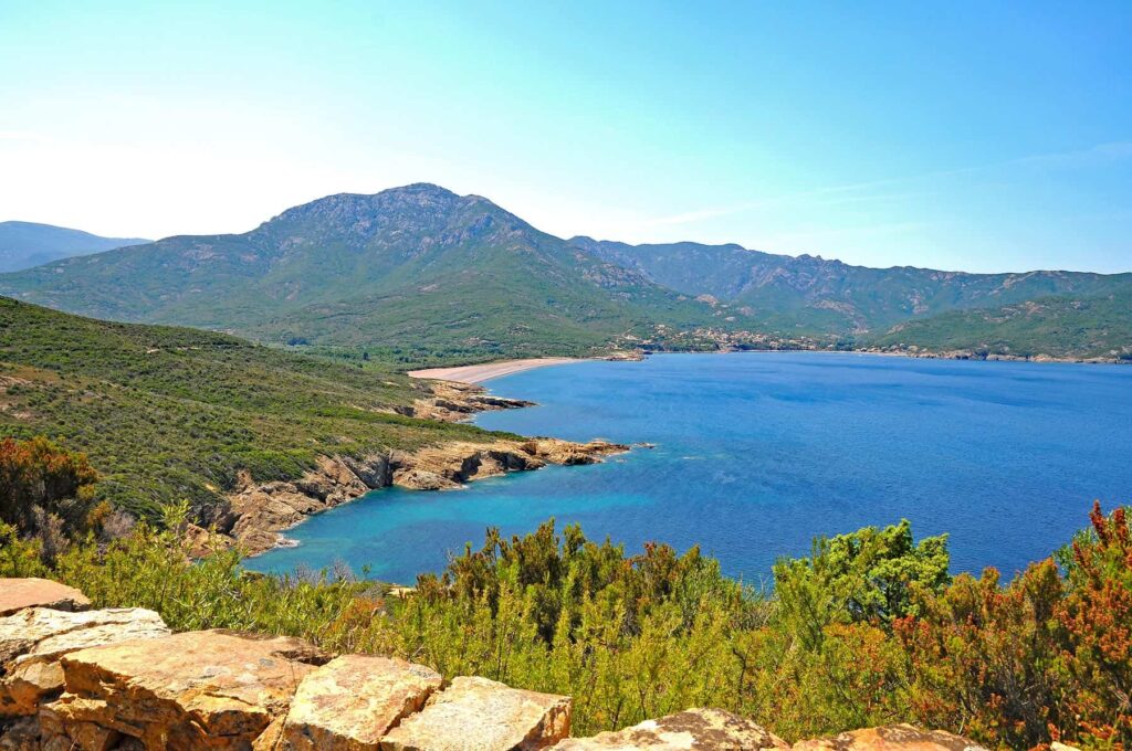Scrubland that embraces Plage de Argentella is home to remnants of an old silver mining site.