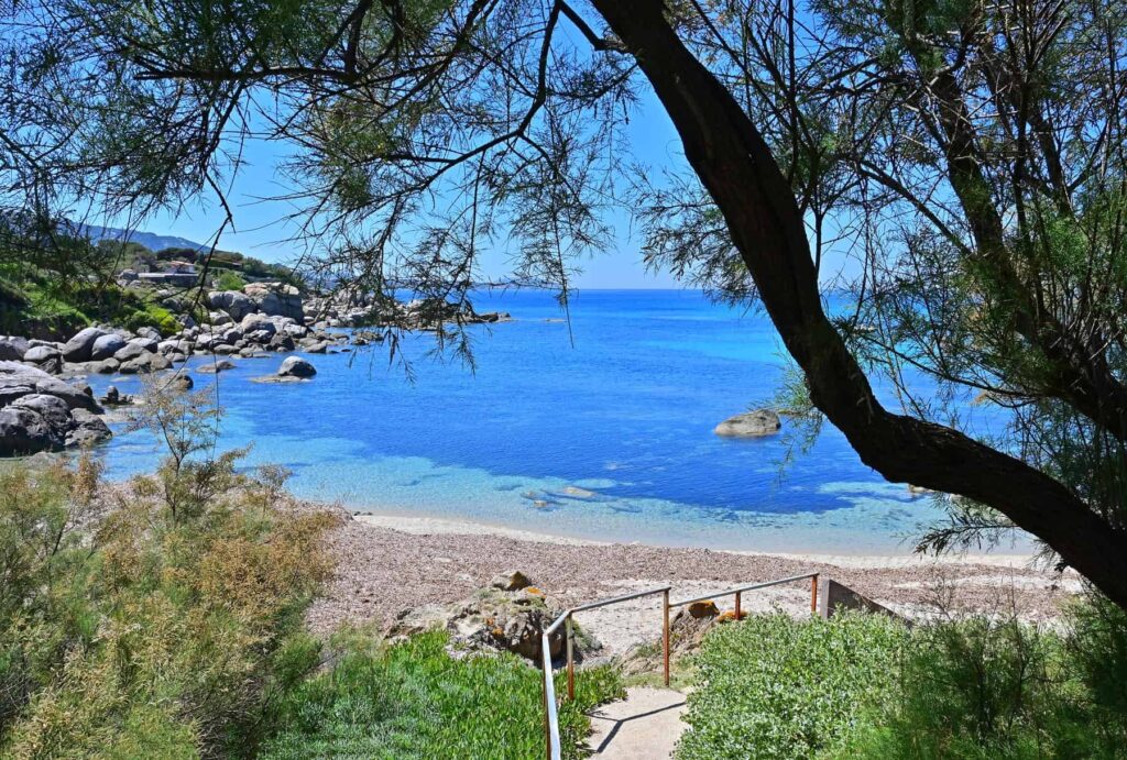 Manghia Saccu Beach boasts a diverse seabed teeming with vibrant marine life, thriving in crystal-clear, pristine waters.