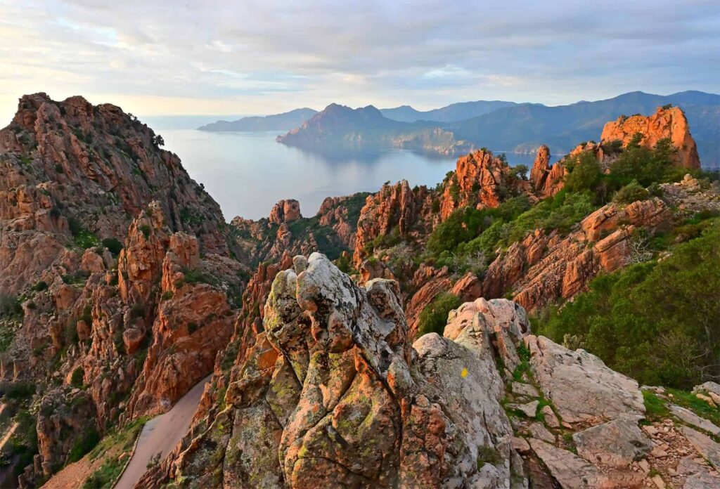 The Calanches of Piana are a spectacular series of jagged red granite rock formations and dramatic cliffs overlooking the Mediterranean.