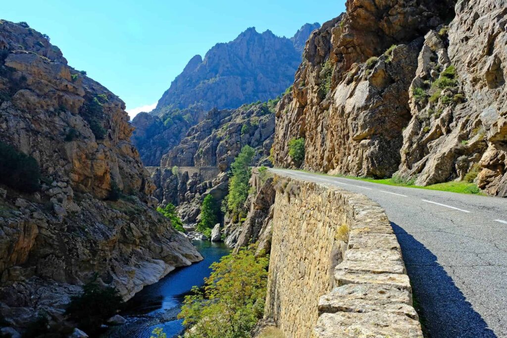 The dramatic narrow gorge of Scala Santa Regina, with its rugged granite cliffs and the wild Golo river, is a driver's paradise.