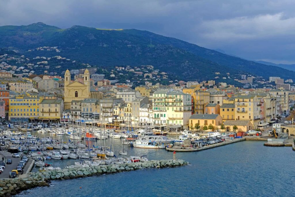 Bastia’s old port is a charming place with chic boats and colourful old buildings.