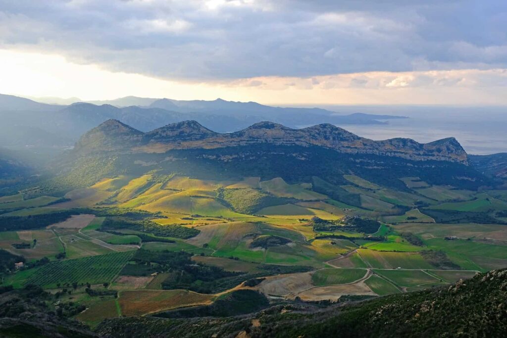In Nebbio, the morning mist reveals a land carpeted with vineyards, historic villages, and quiet rural beauty.