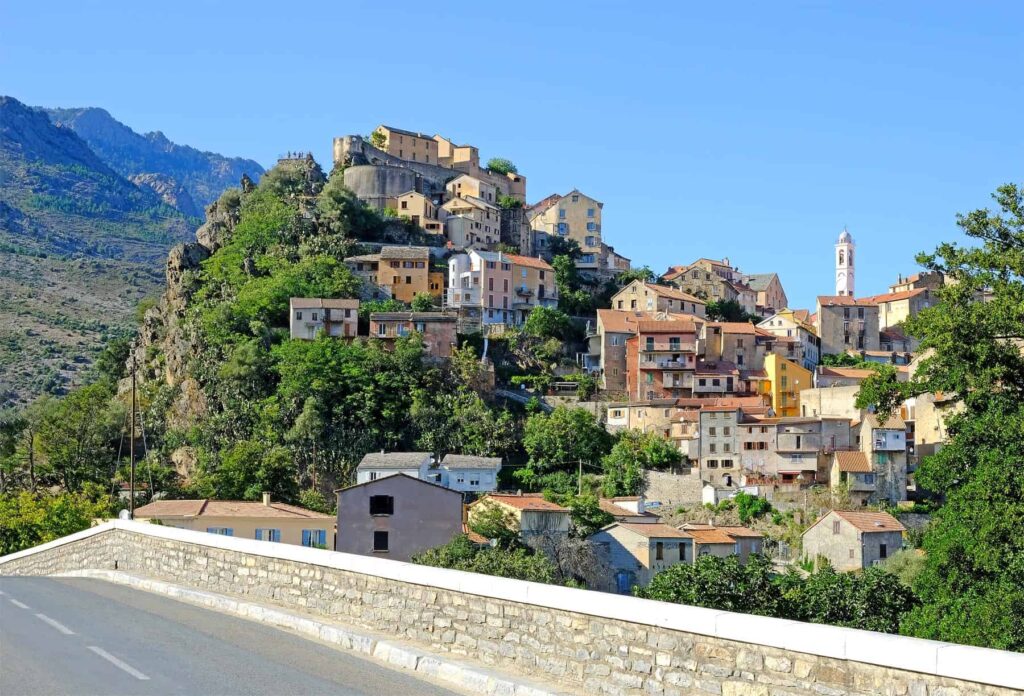 The Belvedere in Corte offers stunning 360° views of the town, its citadel, and the surrounding mountain valleys.