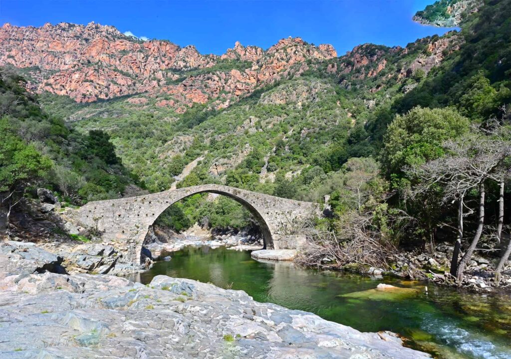 Corsica’s landscapes are strikingly diverse, from rugged mountains to sandy beaches and rushing rivers.