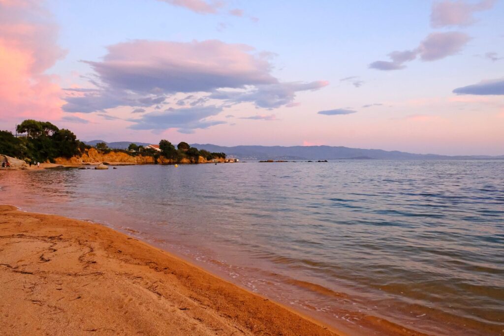 Plage d'Aspretto is a great spot to admire vivid Corsican sunsets with a view of the capital.