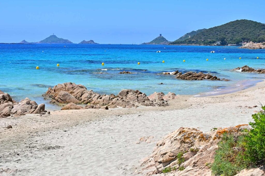 Plage Terre Sacrée, with its stunning views of Iles Sanguinaires and azure waters, is one of Ajaccio's most beautiful beaches.