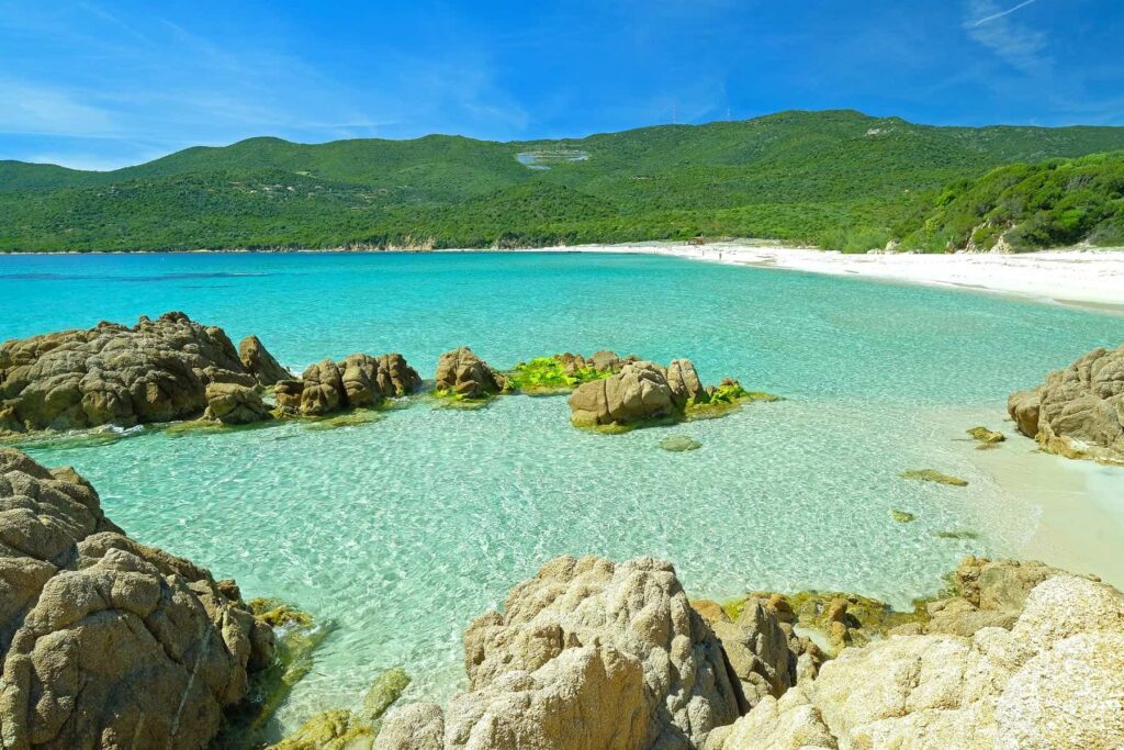 The exquisite Cupabia beach on Corsica's west coast is only a short drive away from Porto Pollo.