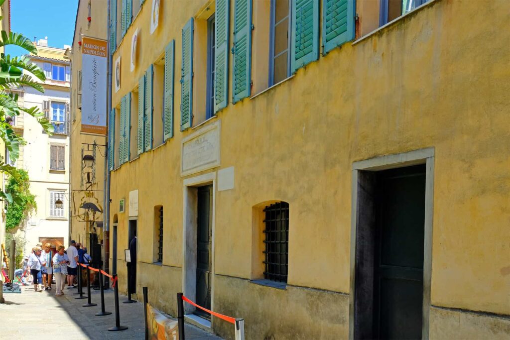 Maison Bonaparte, the birthplace of Napoleon, is a quick 10-minute drive from east Ajaccio.