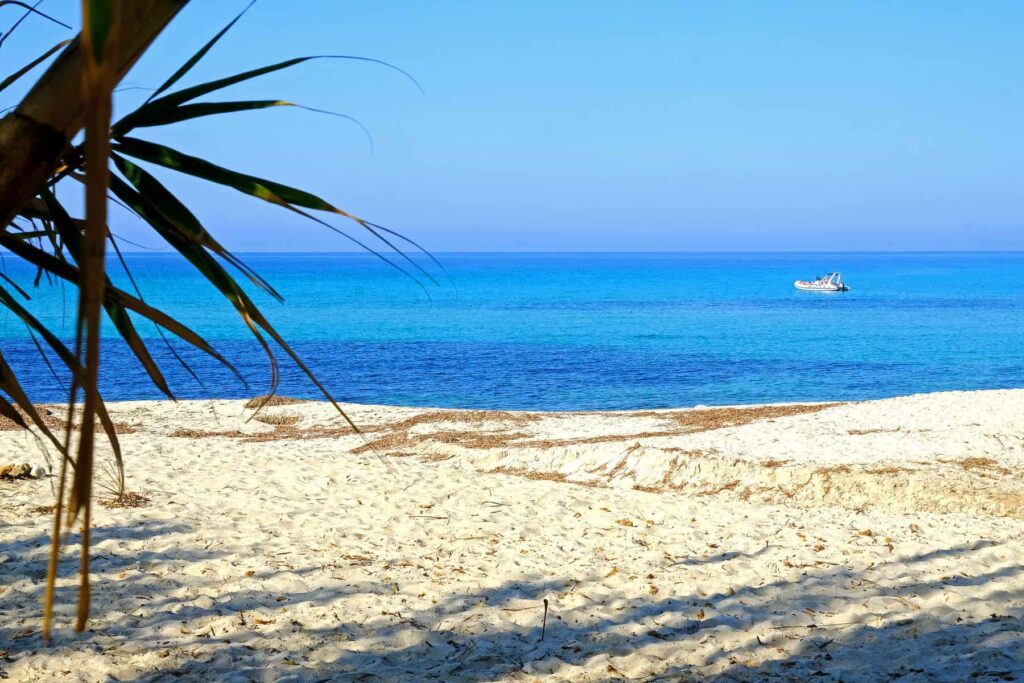 Fine sand and shallow entry make Plage de Bodri great for families with children.