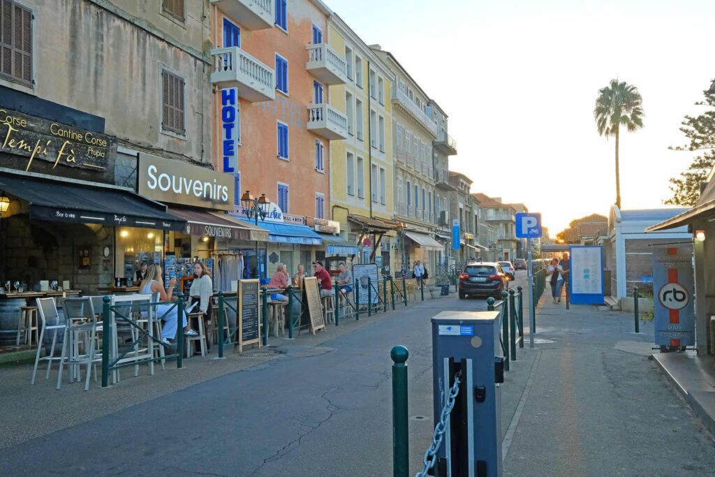 Propriano has several car parks, including paid port parking and free areas near the town beaches.