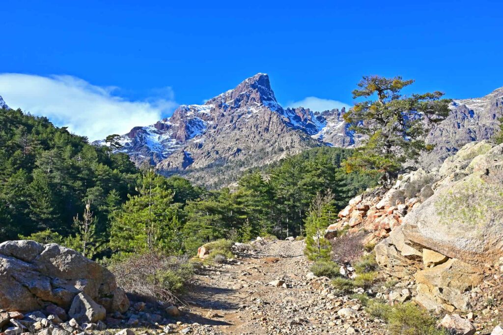 From the parking, follow a wide track with epic vistas of Paglia Orba's shark-like fin.