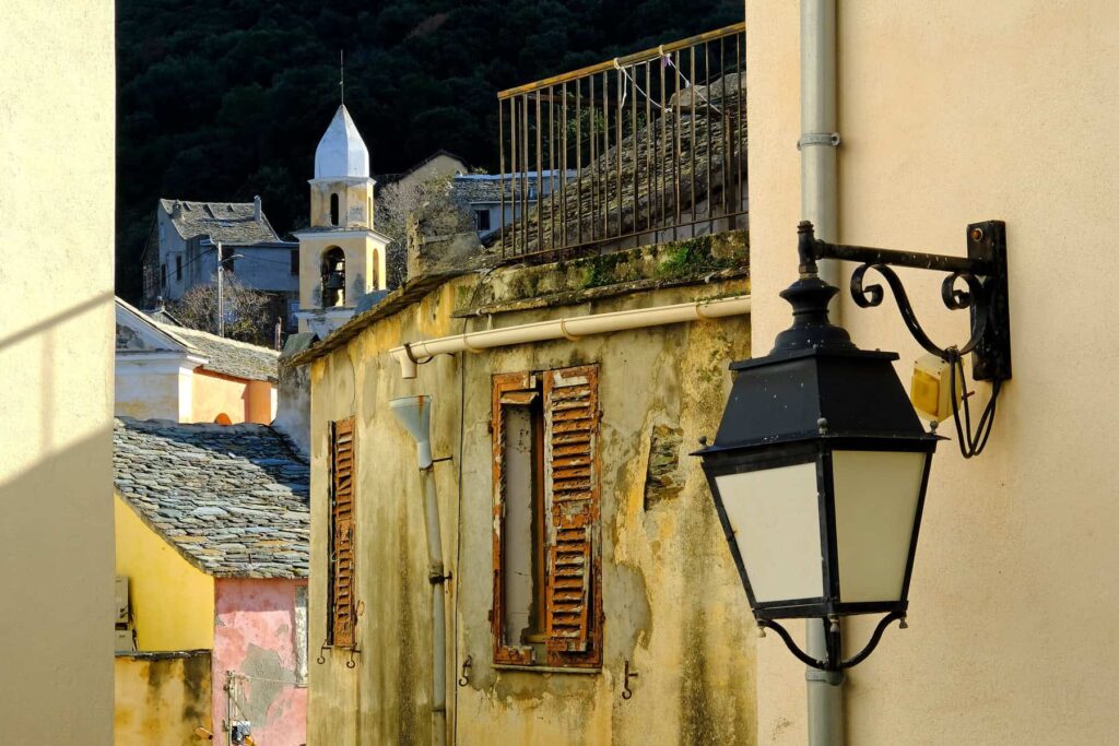 Stone-paved lanes and a small square are at the heart of Nonza.