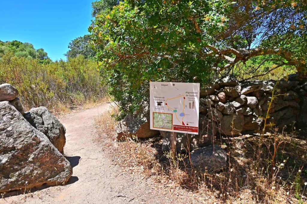 The 1-hour walking loop connects I Stantari, Rinaghju, and the Funtanaccia dolmen in a single circuit.