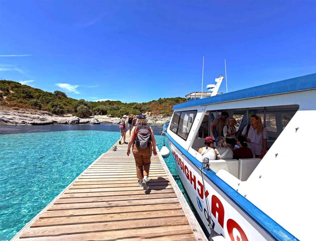 The boat dock at Lotu provides easy access to one of Corsica's finest beaches.