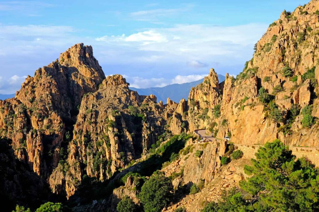 Every bend along the Porto-Piana road reveals another breathtaking panorama.